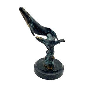 SPI Gallery Brass 6" Humpback Whale Calf Ocean Sculpture Paper Weight Decoration